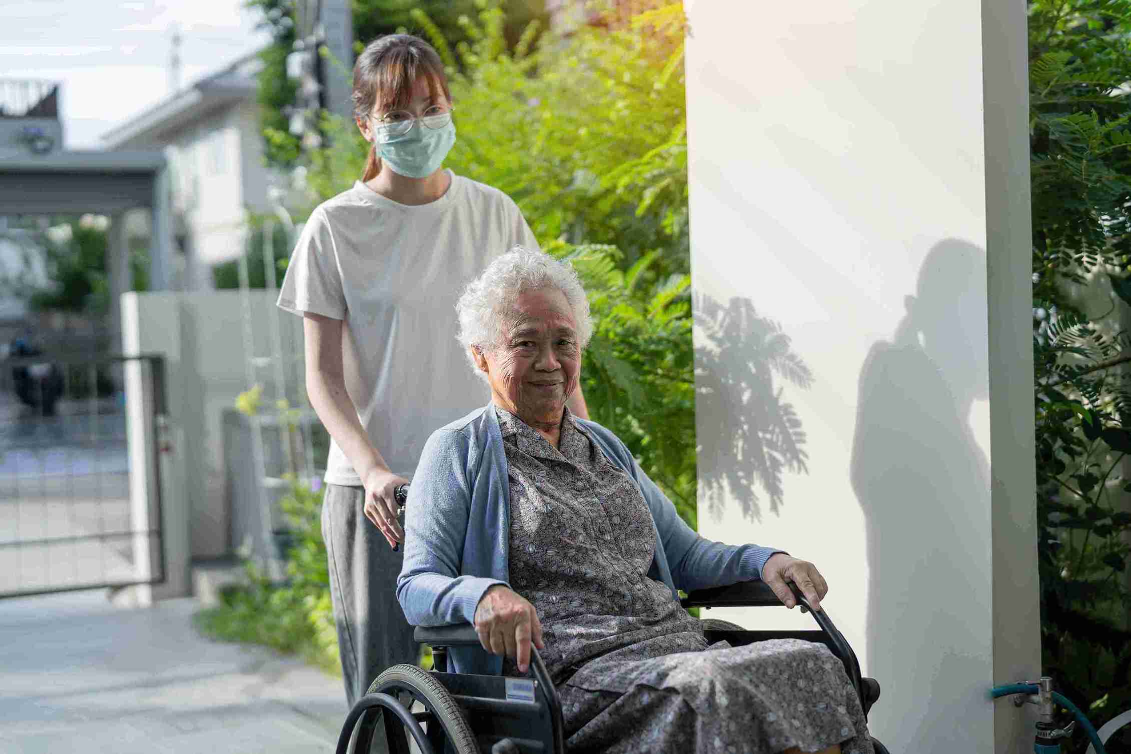 Elderly with caregiver